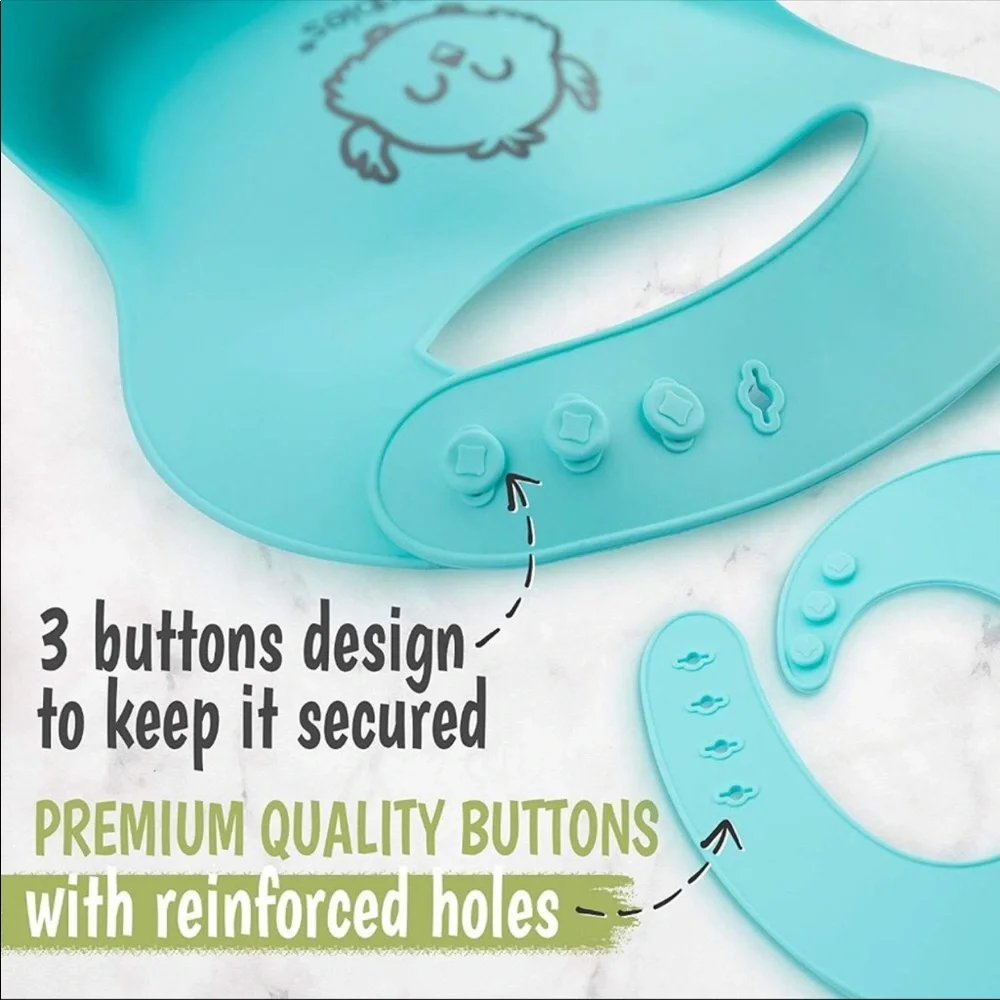 Set of Silicone Baby Bibs w/Catcher Pocket
